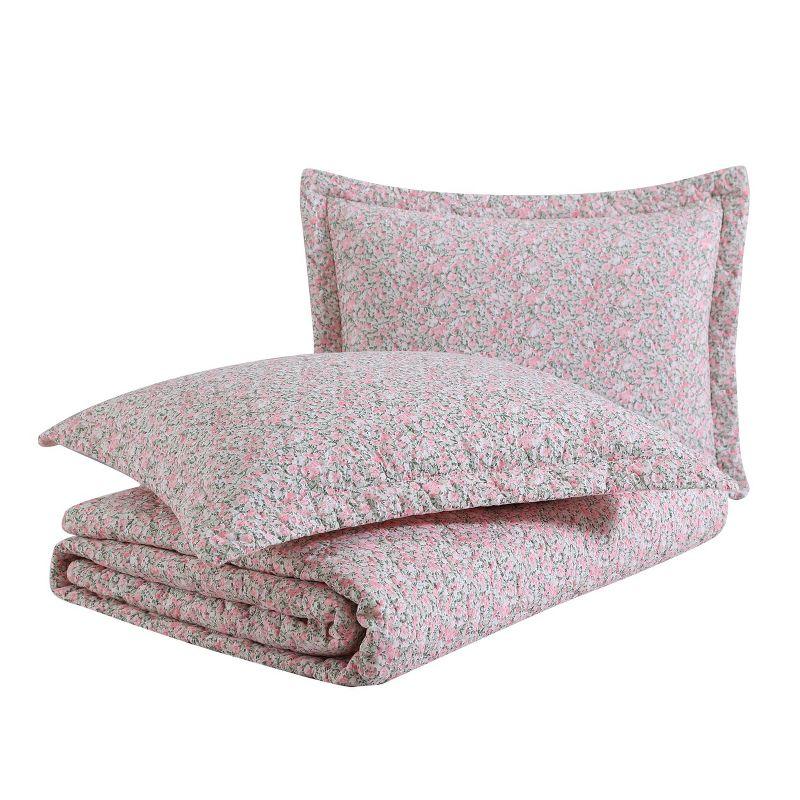 Laura Ashley Loveston Cotton Reversible Pink Quilt Set