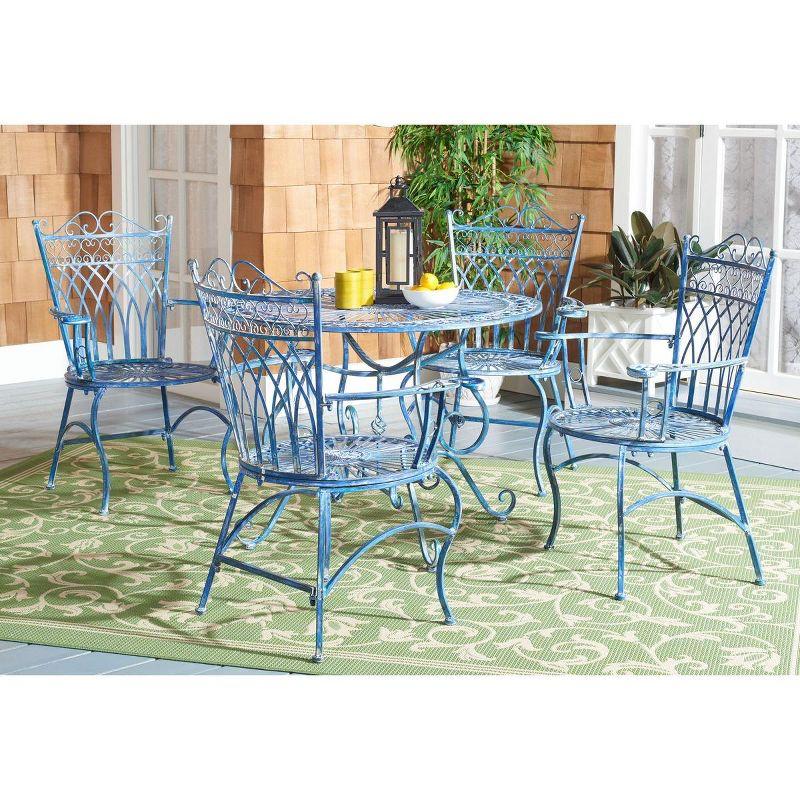 Thessaly 5-Piece Antique Blue Iron Outdoor Dining Set