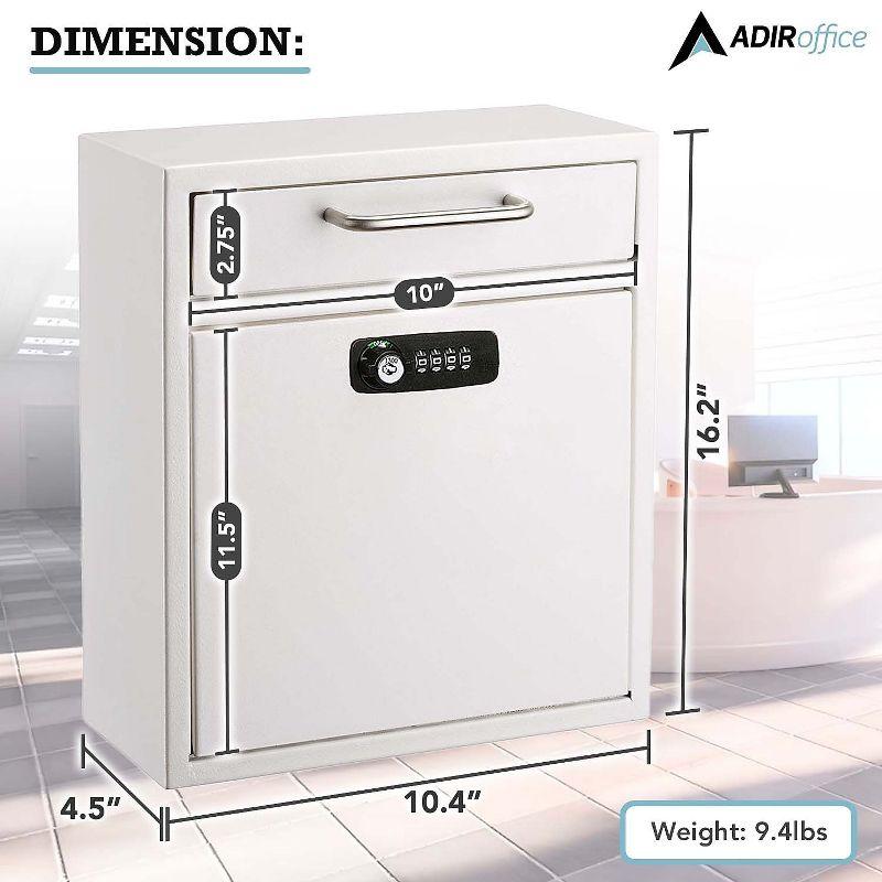 AdirOffice Wall-Mount Secure Drop Box Mailbox with Key and Combination Locking System