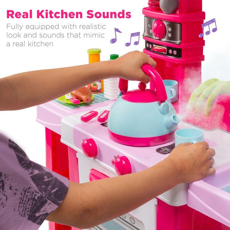 Best Choice Products Pretend Play Kitchen Toy Set for Kids with Water Vapor Teapot, 34 Accessories, Sounds