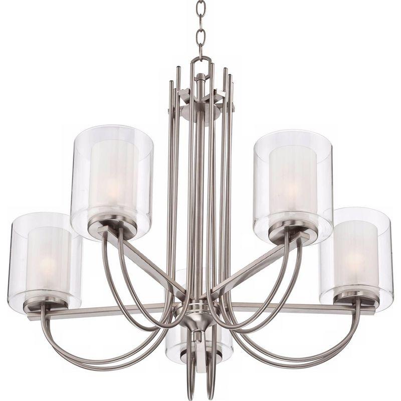 Melody Brushed Nickel 27" Wide Modern Pendant Chandelier with Frosted Glass