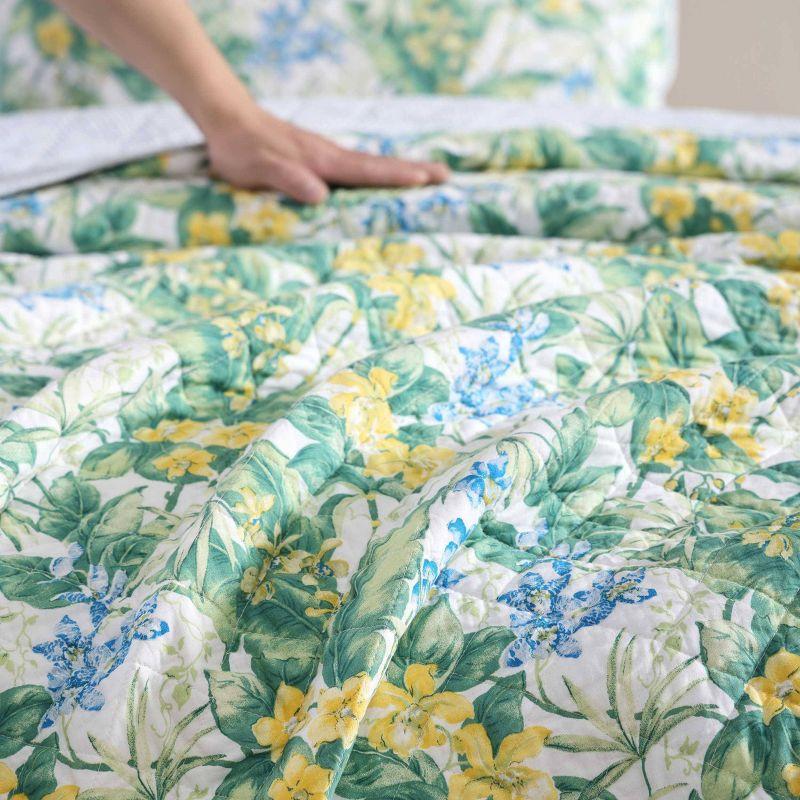 Tommy Bahama Paradise Point Cotton Reversible Green Quilt Set