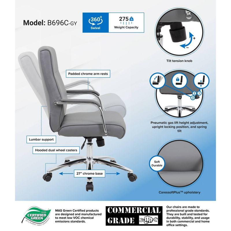 Ergonomic Executive Swivel Chair in Breathable Gray Vinyl