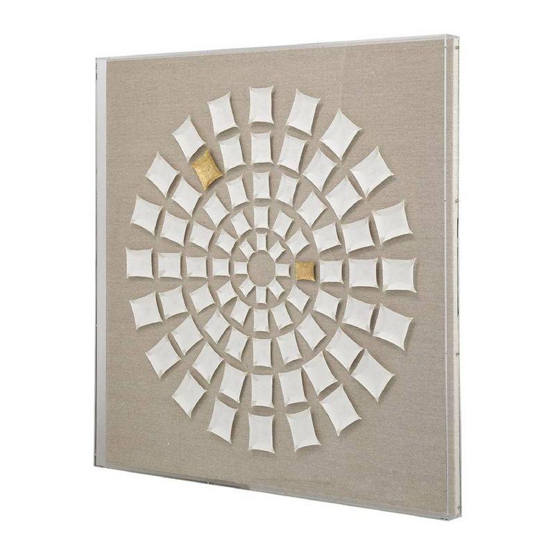 35"x35" 3D Rectangles Forming Circle Framed Wall Decor - A&B Home: Contemporary Art Deco, Acrylic Frame, Digital Art, D Ring Mount