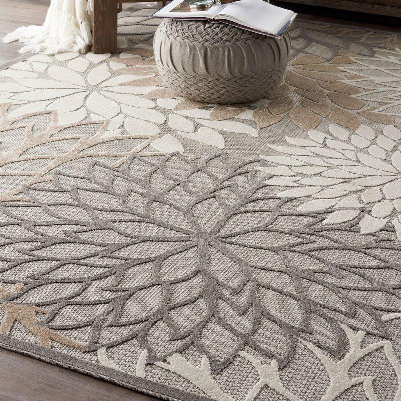 Nourison Aloha Floral 9'6" x 13' Natural Tropical Indoor/Outdoor Area Rug