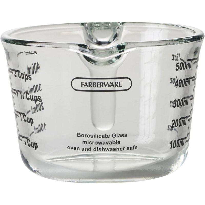 Farberware 2-Cup Borosilicate Glass Wet and Dry Measuring Cup with Oversized Measurements, Clear