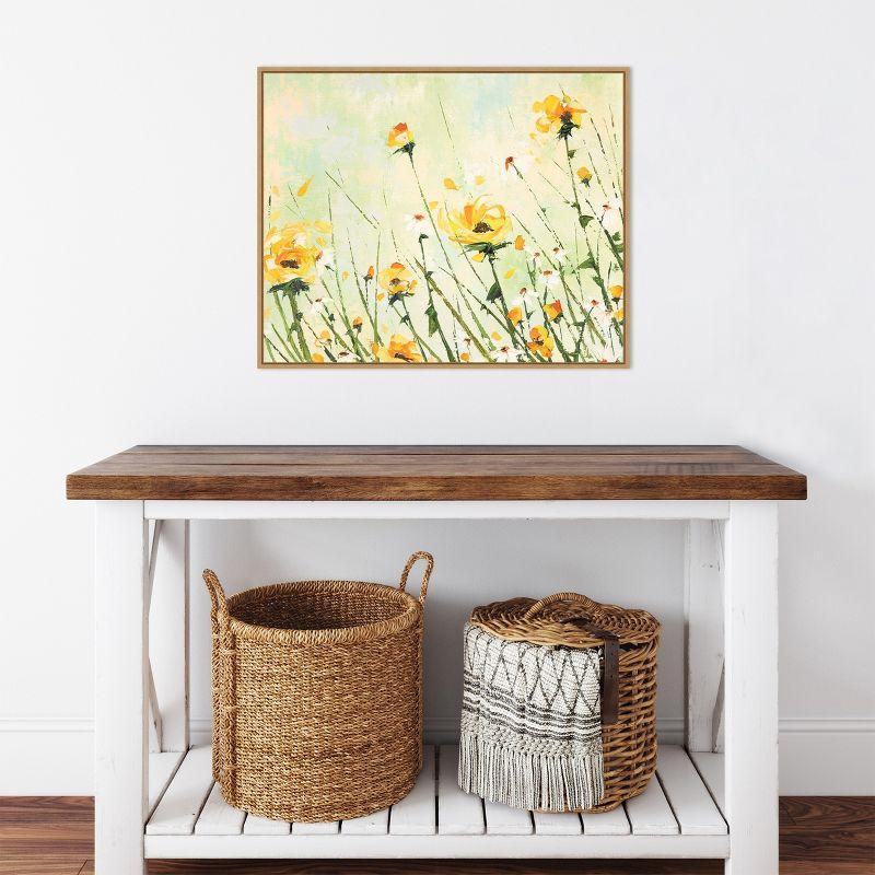 Amanti Art Chrysanthemum and Daisy Field by Emma Coghlan Canvas Wall Art Print Framed 28-in. x 23-in.