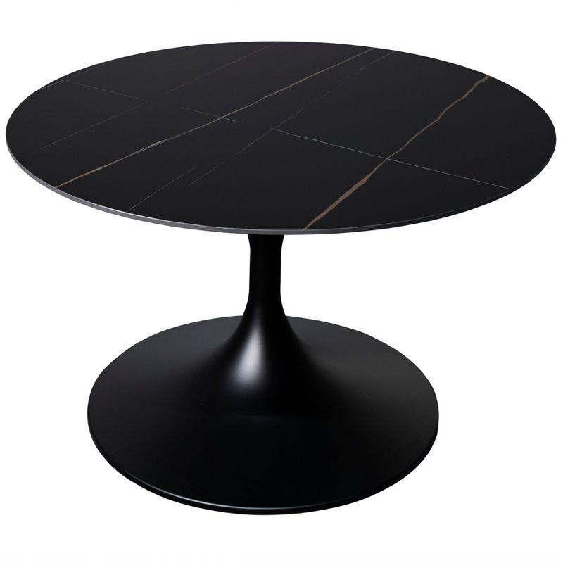 Ivy Bronx 24" Round Coffee Table With Sintered Stone Top And Powder-Coated Stainless Steel Base Sanath Collection