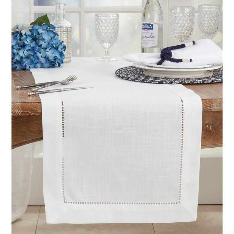 Saro Lifestyle Classic Hemstitch Border Table Runner