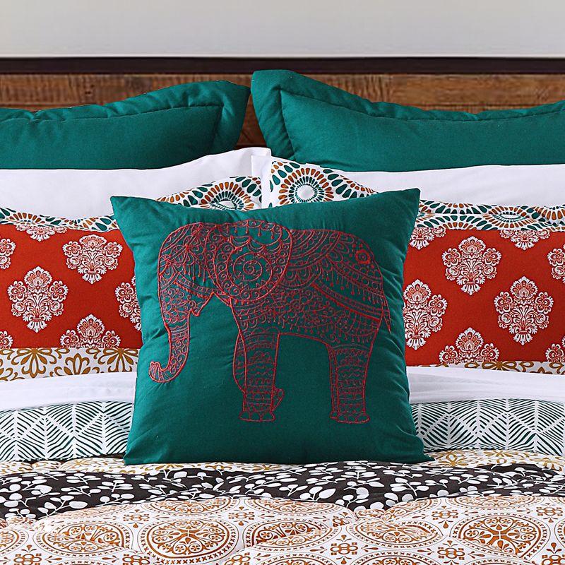 Bohemian Stripe Reversible Comforter Set Turquoise/Orange - Lush Décor