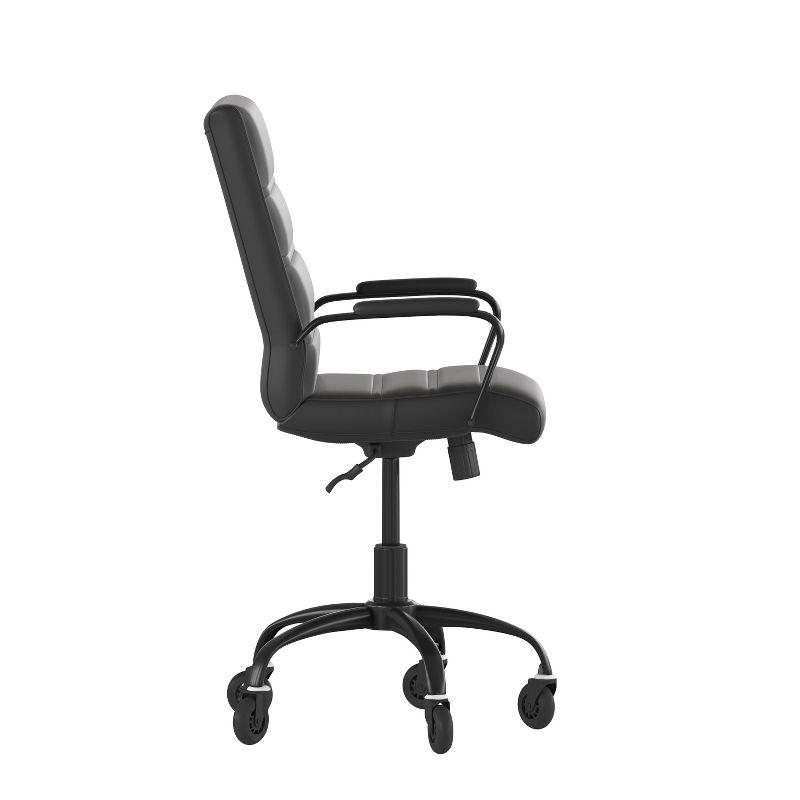 Flash Furniture Camilia Mid-Back Executive Swivel Office Chair with Arms, and Transparent Roller Wheels