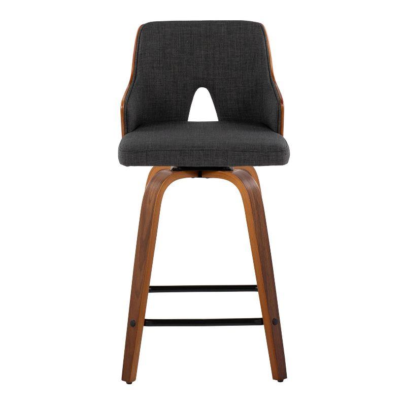 Set of 2 Stella Counter Height Barstools Walnut/Charcoal/Black - LumiSource: Fixed-Height, Swivel Seat, Footrest