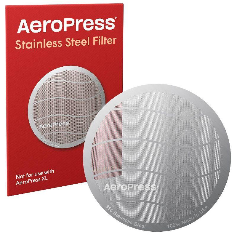 AeroPress Stainless Steel Filter: Metal Coffee Maker Accessory, Silver, 1 Year Warranty