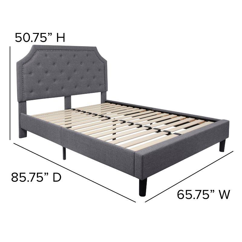 Light Gray Queen Upholstered Platform Bed with Tufted Headboard