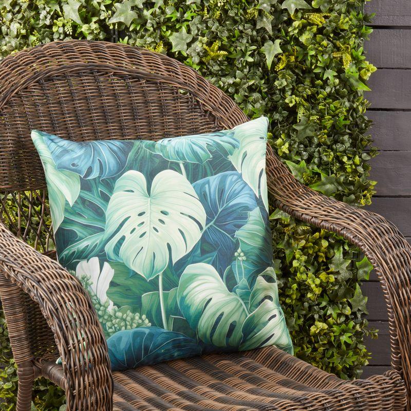 Saro Philodendron Paradise Outdoor Poly Filled Throw Pillow