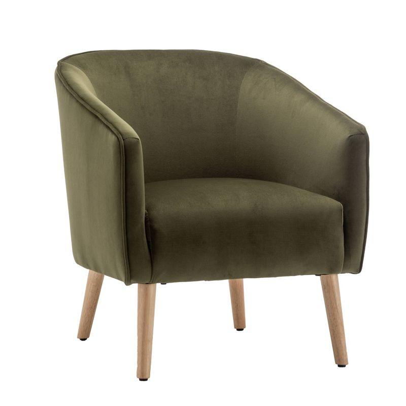 WOVENBYRD Modern Barrel Accent Chair Sage Green Velvet: Upholstered Luxury Glam Furniture, Plywood Frame