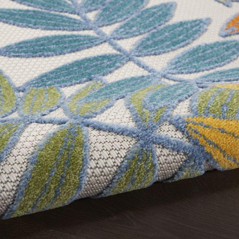 Nourison Aloha Floral Leaf Flatweave High-Low Indoor Outdoor Area Rug Ivory/Multi 2'8" x 4'