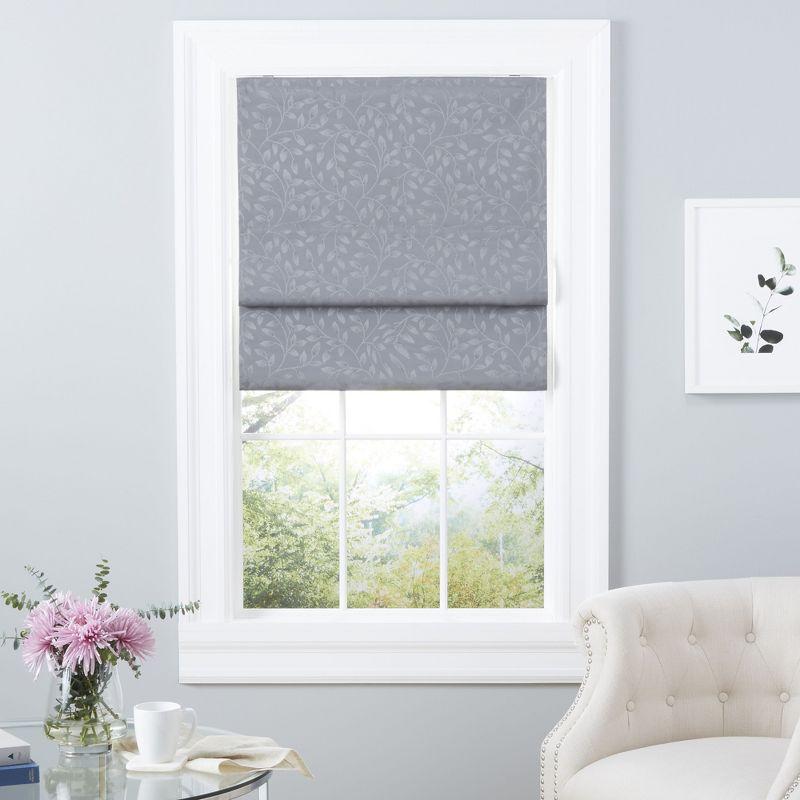 Gray Cordless Fabric Blackout Roman Shade