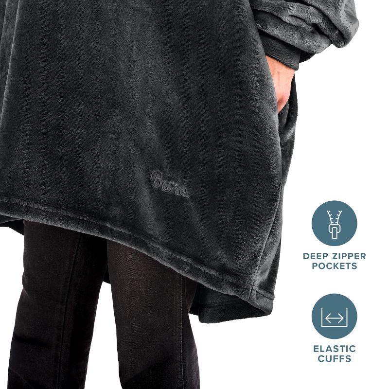 Adult Bare Homey B-Chill Microplush Wearable Blanket, Black