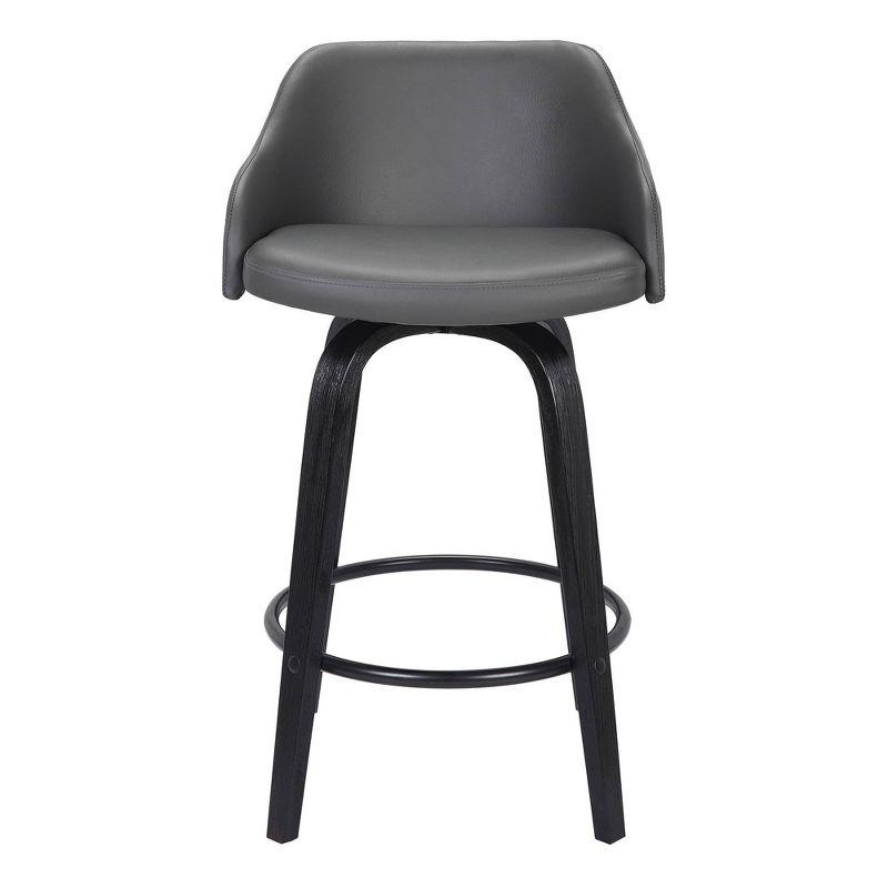 30" Alec Bar Height Swivel Barstool Black/Gray - Armen Living: Contemporary, 360-Degree, Low Back