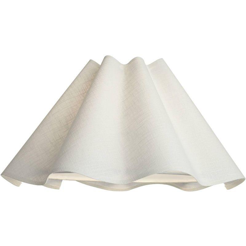 Springcrest 6" Top x 18" Bottom x 10" High x 10" Slant Lamp Shade Replacement Large White Wave Empire Modern Linen Fabric Spider Harp Finial