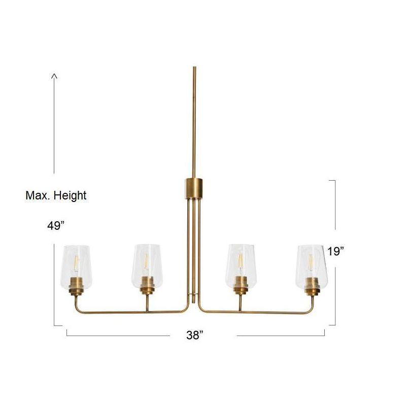 Storied Home Holden - Metal and Glass 4-Light Linear Chandelier, Brushed Bronze