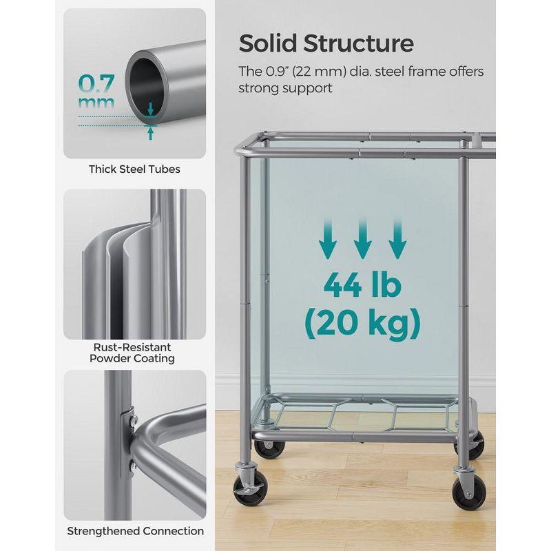 Laundry Basket with Wheels, 2-Section Rolling Laundry Hamper, 37 Gallons (140L)Ink Black