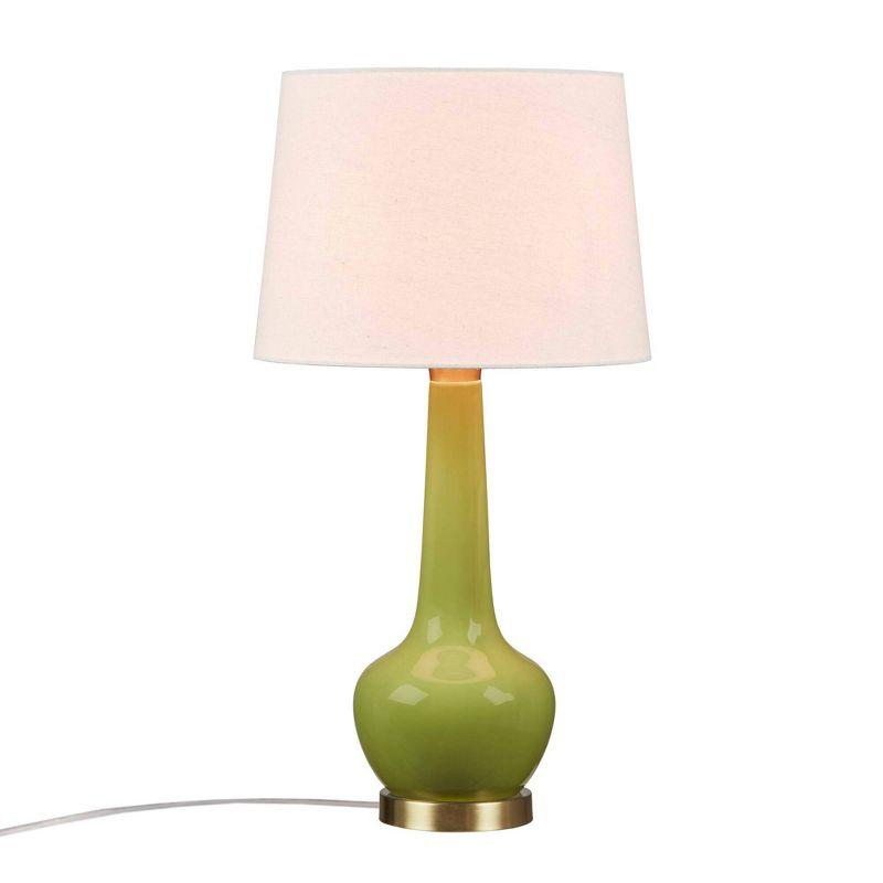 Green Ceramic Genie-Style Table Lamp with White Shade