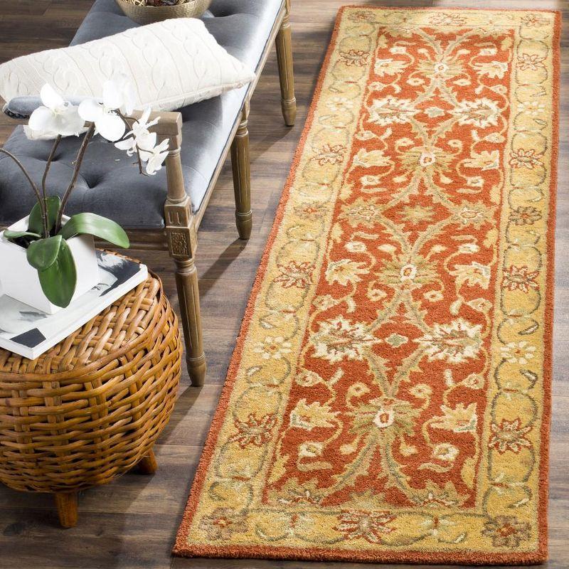 Elegant Rust & Gold Wool Runner Rug - Hand Tufted, 2'3" x 12'