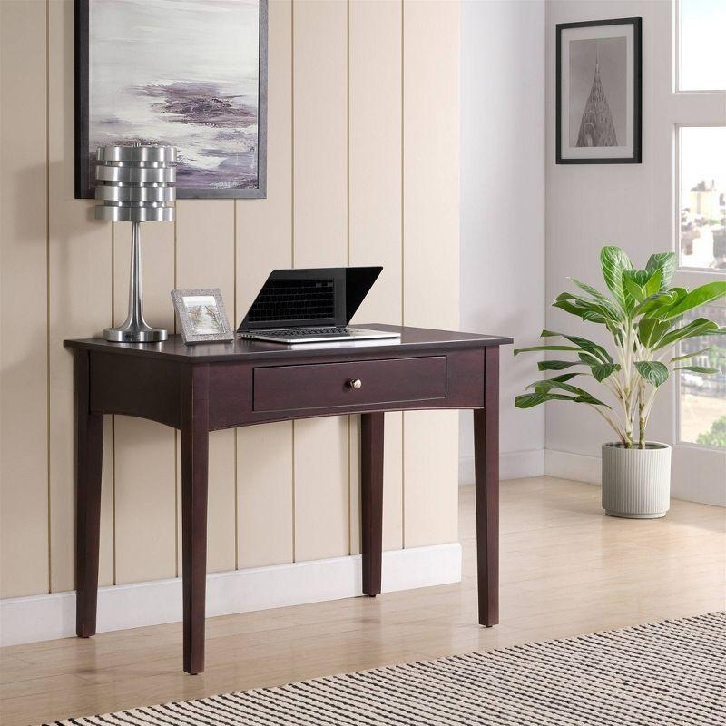 Espresso Wood Study Desk with Keyboard Drawer