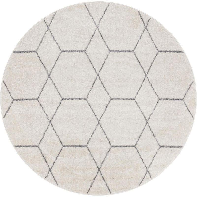 Unique Loom 6' 0 x 6' 0 Trellis Frieze Geometric Ivory Area Rug