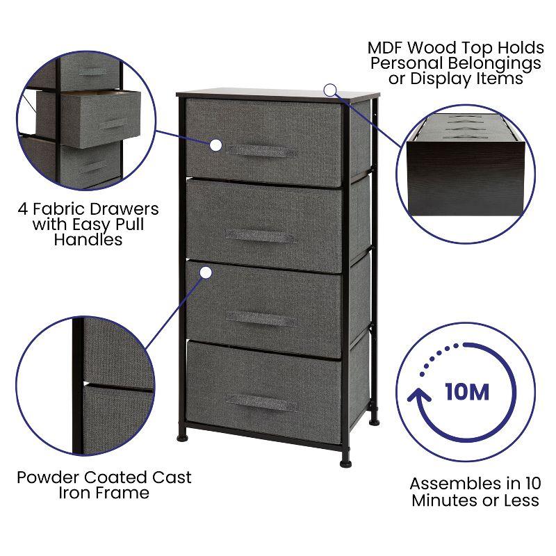Harris 4-Drawer Vertical Storage Dresser in Dark Gray with Cast Iron Frame