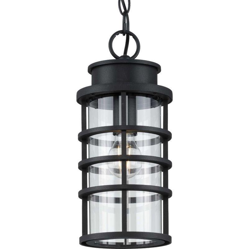 Progress Lighting, Port Royal, 1-Light Outdoor Hanging Lantern, Black, Clear Glass Shade