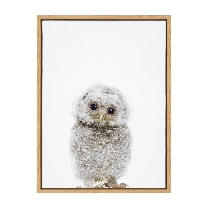 Natural Framed Canvas Owl Print 27" x 22"