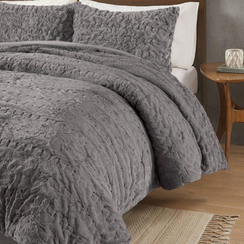 Almagul Ruched Fur Down Alternative Comforter Set