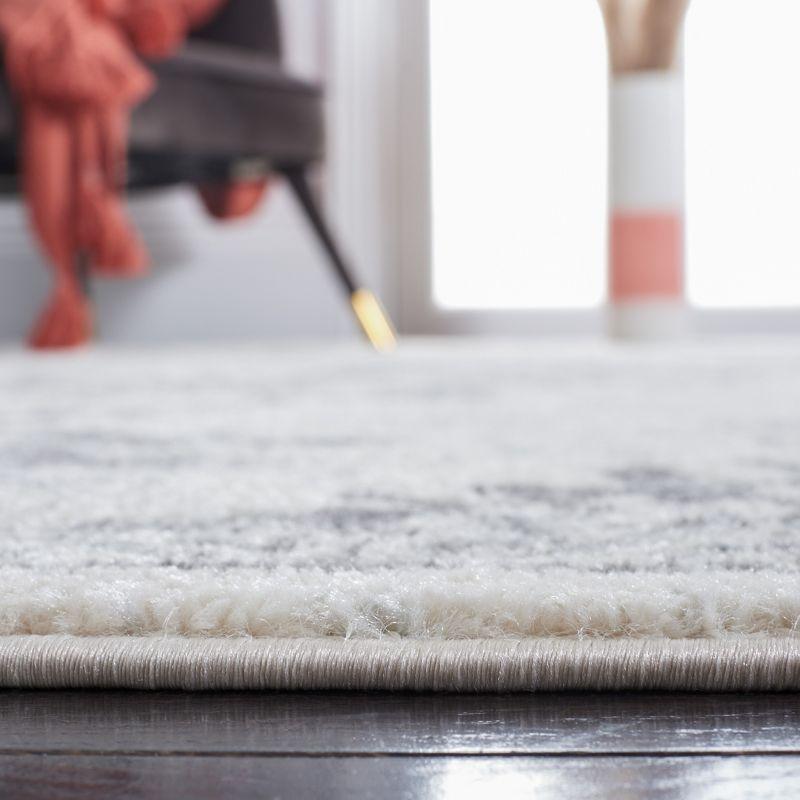 Ivory and Grey Rectangular Stain-Resistant Synthetic Area Rug