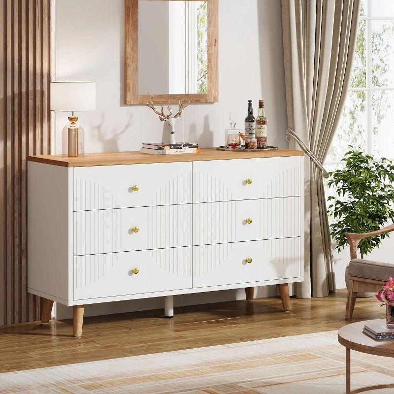 Hommoo 47 Inches Long 6 Drawer Double Dresser White