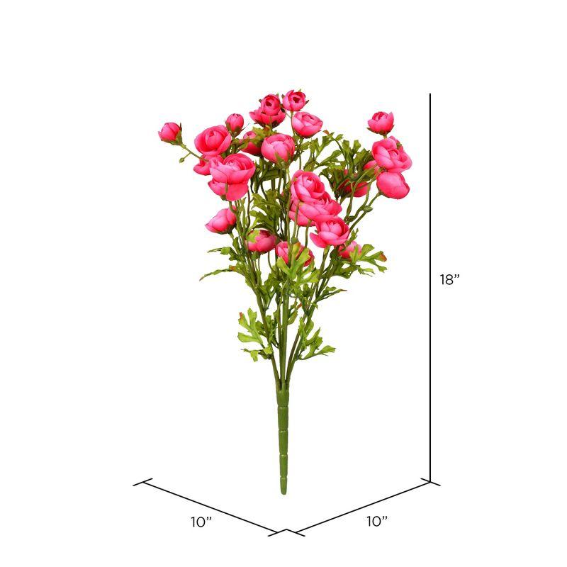 Vibrant Pink Artificial Ranunculus Bush 18"