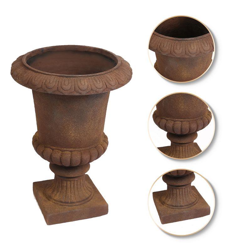 LuxenHome Rustic Brown MgO Indoor/Outdoor Urn Planter, 21.3" H