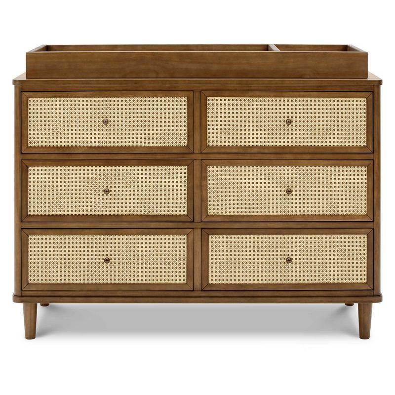 Natural Walnut and Blonde Cane 6-Drawer Dresser with Soft Close