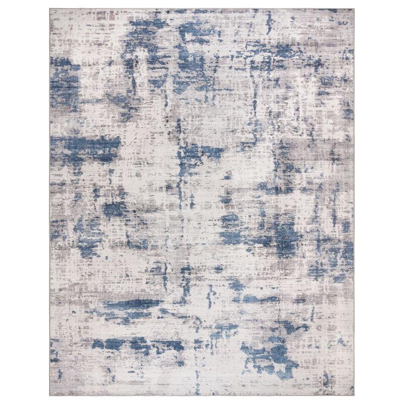 Gertmenian Gertmenian Crystal Print Cenis Blue Ivory Cream Washable Flat Pile Modern Abstract Indoor Area Rug