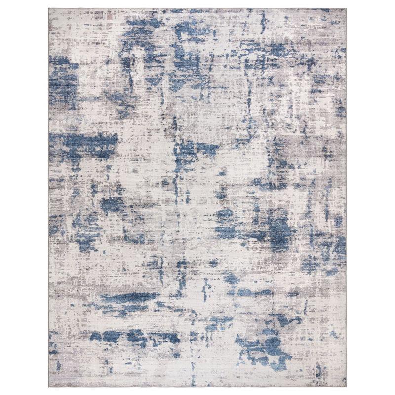 Gertmenian Crystal Print Cenis Blue Ivory Cream Washable Flat Pile Modern Abstract Indoor Area Rug