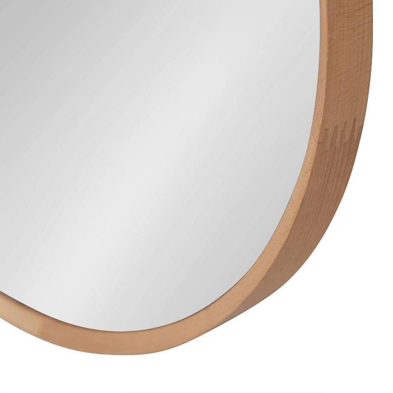 28" x 28" Norlund Framed Round Decorative Wall Mirror Natural - Kate & Laurel All Things Decor: Beechwood, No Assembly