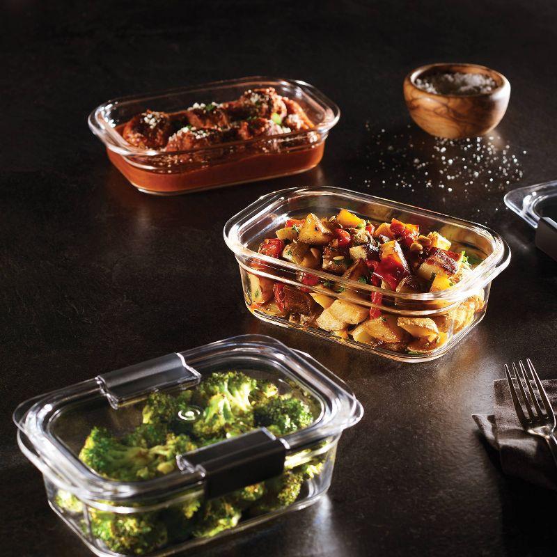 Rubbermaid 6pc (set of 3) Brilliance Glass Food Storage Containers: Glass Meal Prep & Lunch Containers with Lids