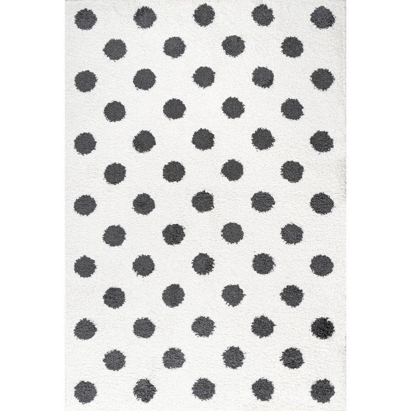 3'x5' Pere Modern Charcoal Dot Shag Area Rug, White/Black - JONATHAN Y