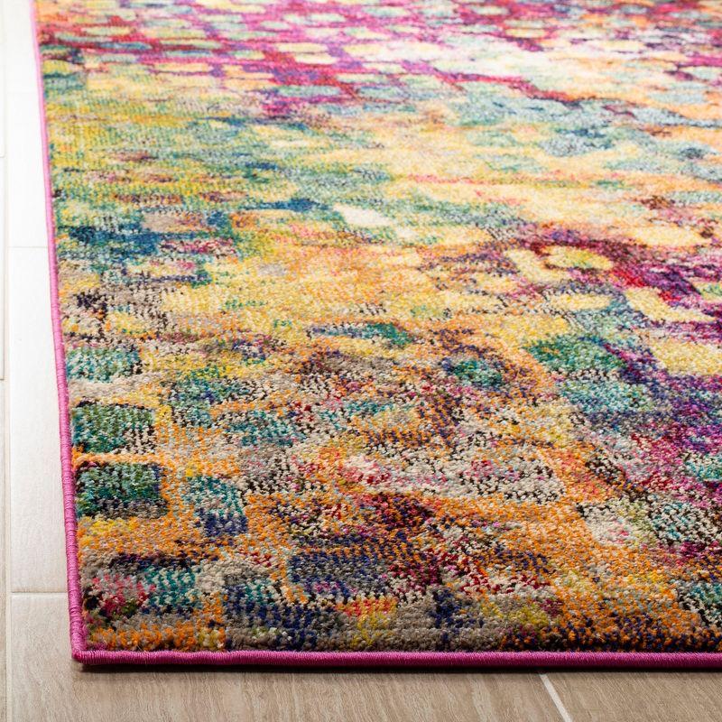 Boho-Chic Pink Multi 9' Square Synthetic Area Rug