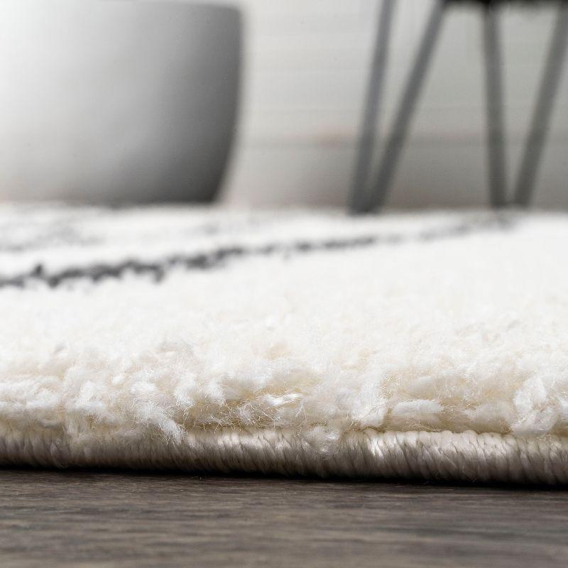 2'x10' Alaro Berber Stripe Shag Runner Rug, White - JONATHAN Y
