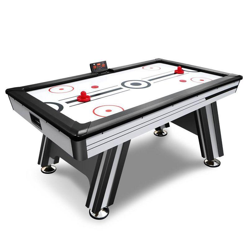 72" Black and White MDF Air Hockey Table with LED Scoreboard