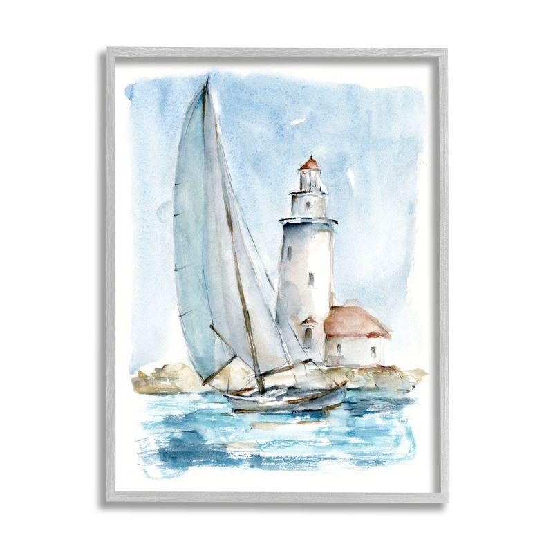 Stupell Industries Au-416-Giclee Nautical Sailboat & Lighthouse by Ethan Harper Painting