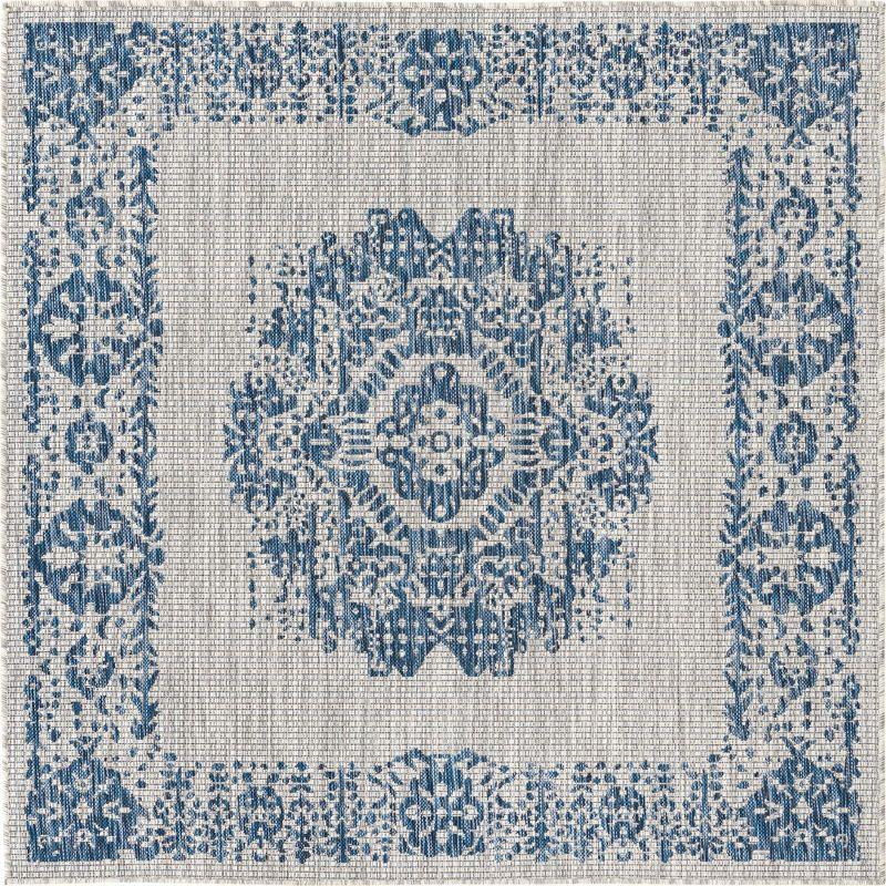 Unique Loom 5' 3 x 5' 3 Square Indoor/Outdoor Traditional Blue Area Rug